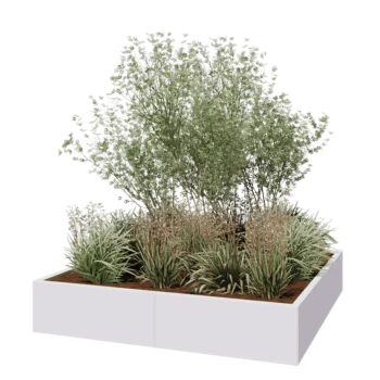 Terasest lillekast XXL - Ruut - 160 x 160 x 30 cm - RAL9010 matt (valge) - Ilma põhjalauata