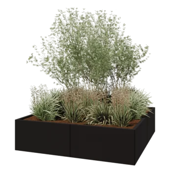 Terasest lillekast XXL - Ruut - 160 x 160 x 40 cm - RAL9005 matt (must) - Ilma põhjalauata