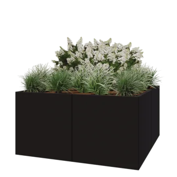 Terasest lillekast XXL - Ruut - 160 x 160 x 80 cm - RAL9005 matt (must) - Ilma põhjalauata