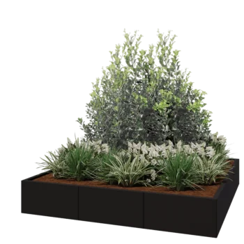 Terasest lillekast XXL - Ruut - 180 x 180 x 30 cm - RAL9005 matt (must) - Ilma põhjalauata