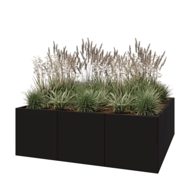 Terasest lillekast XXL - Ruut - 180 x 180 x 60 cm - RAL9005 matt (must) - Ilma põhjalauata