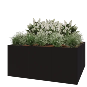 Terasest lillekast XXL - Ruut - 180 x 180 x 80 cm - RAL9005 matt (must) - Ilma põhjalauata