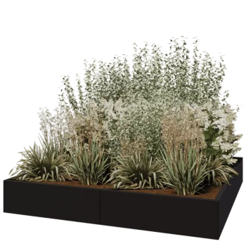 Terasest lillekast XXL - Ruut - 200 x 200 x 30 cm - RAL9005 matt (must) - Ilma põhjalauata