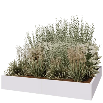 Terasest lillekast XXL - Ruut - 200 x 200 x 30 cm - RAL9010 matt (valge) - Ilma põhjalauata