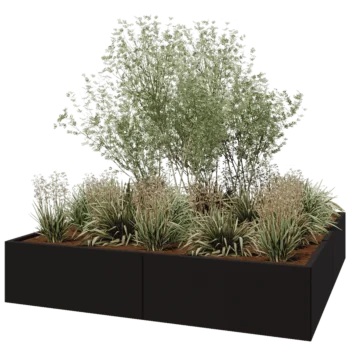 Terasest lillekast XXL - Ruut - 200 x 200 x 40 cm - RAL9005 matt (must) - Ilma põhjalauata