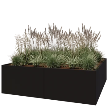 Terasest lillekast XXL - Ruut - 200 x 200 x 60 cm - RAL9005 matt (must) - Ilma põhjalauata
