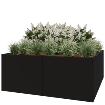Terasest lillekast XXL - Ruut - 200 x 200 x 80 cm - RAL9005 matt (must) - Ilma põhjalauata