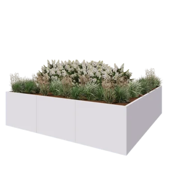 Terasest lillekast XXL - Ruut - 300 x 300 x 80 cm - RAL9010 matt (valge) - Ilma põhjalauata
