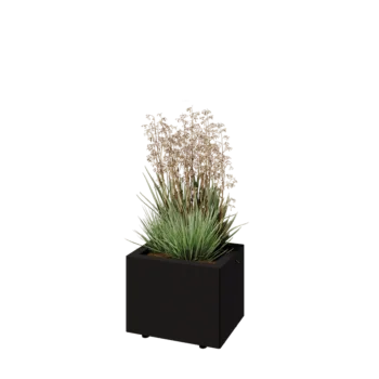 Terasest lillekast - Ristkülik - 40 x 30 x 30 cm - RAL9005 matt (must) - Põhjalauaga - Jalgadega