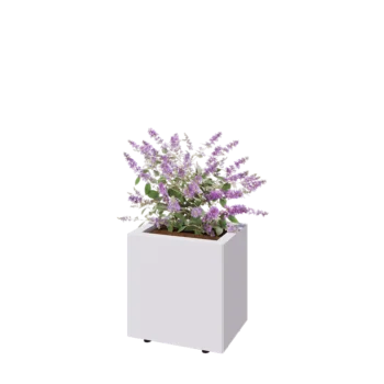 Terasest lillekast - Ristkülik - 40 x 30 x 40 cm - RAL9010 matt (valge) - Põhjalauaga - Jalgadega