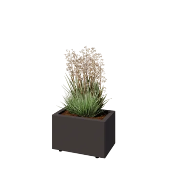 Terasest lillekast - Ristkülik - 50 x 30 x 30 cm - RAL7016 matt (antratsiithall) - Põhjalauaga - Jalgadega