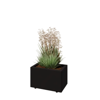 Terasest lillekast - Ristkülik - 50 x 30 x 30 cm - RAL9005 matt (must) - Põhjalauaga - Jalgadega