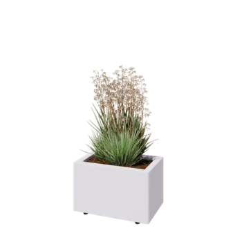 Terasest lillekast - Ristkülik - 50 x 30 x 30 cm - RAL9010 matt (valge) - Põhjalauaga - Jalgadega