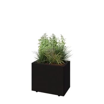 Terasest lillekast - Ristkülik - 50 x 30 x 40 cm - RAL9005 matt (must) - Põhjalauaga - Jalgadega