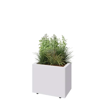 Terasest lillekast - Ristkülik - 50 x 30 x 40 cm - RAL9010 matt (valge) - Põhjalauaga - Jalgadega