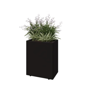 Terasest lillekast - Ristkülik - 50 x 30 x 60 cm - RAL9005 matt (must) - Põhjalauaga - Jalgadega