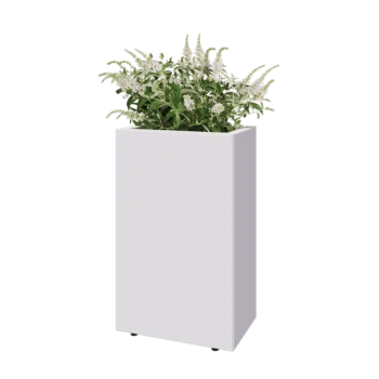 Terasest lillekast - Ristkülik - 50 x 30 x 80 cm - RAL9010 matt (valge) - Põhjalauaga - Jalgadega