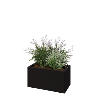Terasest lillekast - Ristkülik - 60 x 30 x 30 cm - RAL9005 matt (must) - Põhjalauaga - Jalgadega