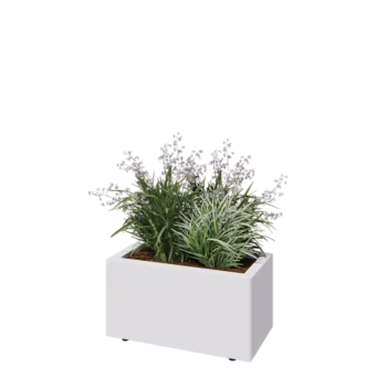 Terasest lillekast - Ristkülik - 60 x 30 x 30 cm - RAL9010 matt (valge) - Põhjalauaga - Jalgadega