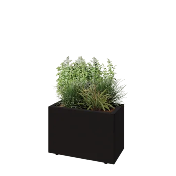 Terasest lillekast - Ristkülik - 60 x 30 x 40 cm - RAL9005 matt (must) - Põhjalauaga - Jalgadega