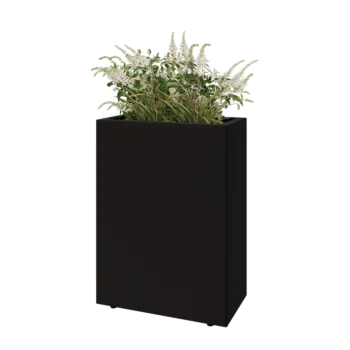 Terasest lillekast - Ristkülik - 60 x 30 x 80 cm - RAL9005 matt (must) - Põhjalauaga - Jalgadega