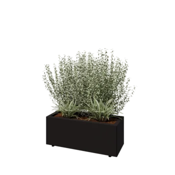 Terasest lillekast - Ristkülik - 80 x 30 x 30 cm - RAL9005 matt (must) - Põhjalauaga - Jalgadega