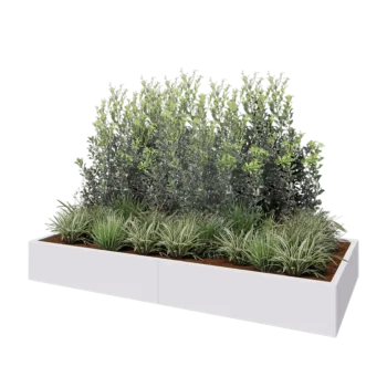 Terasest lillekast XXL - Ristkülik - 240 x 100 x 30 cm - RAL9010 matt (valge) - Põhjalauaga