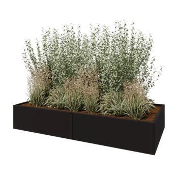 Terasest lillekast XXL - Ristkülik - 240 x 100 x 40 cm - RAL9005 matt (must) - Põhjalauaga
