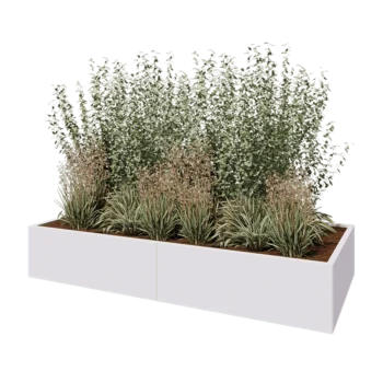 Terasest lillekast XXL - Ristkülik - 240 x 100 x 40 cm - RAL9010 matt (valge) - Põhjalauaga