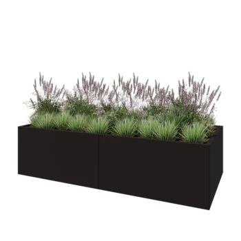 Terasest lillekast XXL - Ristkülik - 240 x 100 x 60 cm - RAL9005 matt (must) - Põhjalauaga
