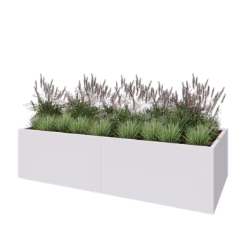 Terasest lillekast XXL - Ristkülik - 240 x 100 x 60 cm - RAL9010 matt (valge) - Põhjalauaga