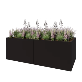 Terasest lillekast XXL - Ristkülik - 240 x 100 x 80 cm - RAL9005 matt (must) - Põhjalauaga
