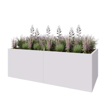 Terasest lillekast XXL - Ristkülik - 240 x 100 x 80 cm - RAL9010 matt (valge) - Põhjalauaga