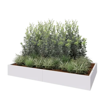 Terasest lillekast XXL - Ristkülik - 240 x 120 x 30 cm - RAL9010 matt (valge) - Põhjalauaga