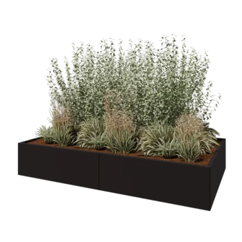 Terasest lillekast XXL - Ristkülik - 240 x 120 x 40 cm - RAL9005 matt (must) - Põhjalauaga