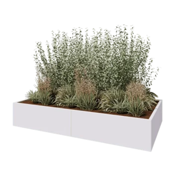 Terasest lillekast XXL - Ristkülik - 240 x 120 x 40 cm - RAL9010 matt (valge) - Põhjalauaga