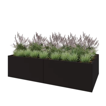 Terasest lillekast XXL - Ristkülik - 240 x 120 x 60 cm - RAL9005 matt (must) - Põhjalauaga