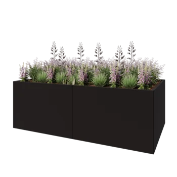 Terasest lillekast XXL - Ristkülik - 240 x 120 x 80 cm - RAL9005 matt (must) - Põhjalauaga