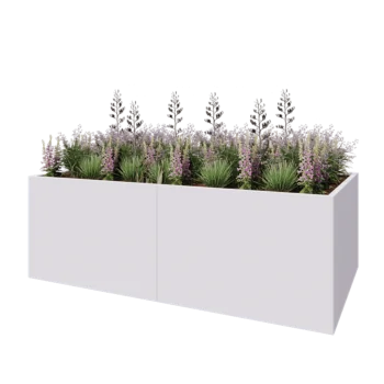 Terasest lillekast XXL - Ristkülik - 240 x 120 x 80 cm - RAL9010 matt (valge) - Põhjalauaga