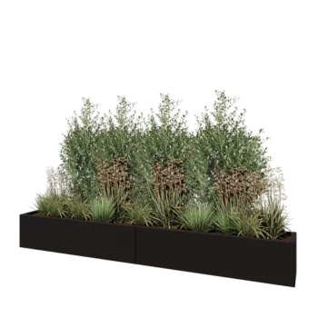 Terasest lillekast XXL - Ristkülik - 240 x 30 x 30 cm - RAL9005 matt (must) - Põhjalauaga