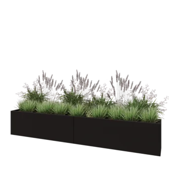 Terasest lillekast XXL - Ristkülik - 240 x 30 x 40 cm - RAL9005 matt (must) - Põhjalauaga