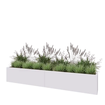 Terasest lillekast XXL - Ristkülik - 240 x 30 x 40 cm - RAL9010 matt (valge) - Põhjalauaga