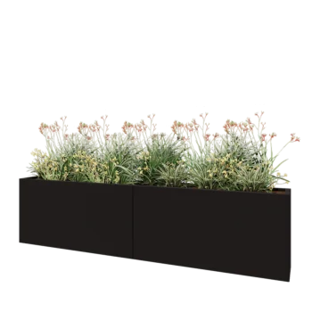 Terasest lillekast XXL - Ristkülik - 240 x 30 x 60 cm - RAL9005 matt (must) - Põhjalauaga