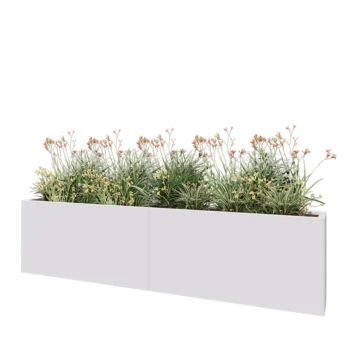 Terasest lillekast XXL - Ristkülik - 240 x 30 x 60 cm - RAL9010 matt (valge) - Põhjalauaga