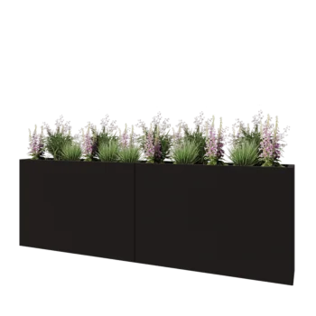 Terasest lillekast XXL - Ristkülik - 240 x 30 x 80 cm - RAL9005 matt (must) - Põhjalauaga