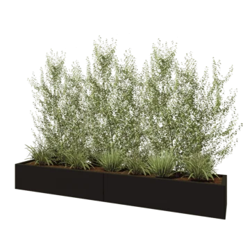 Terasest lillekast XXL - Ristkülik - 240 x 40 x 30 cm - RAL9005 matt (must) - Põhjalauaga