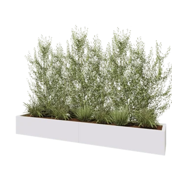 Terasest lillekast XXL - Ristkülik - 240 x 40 x 30 cm - RAL9010 matt (valge) - Põhjalauaga