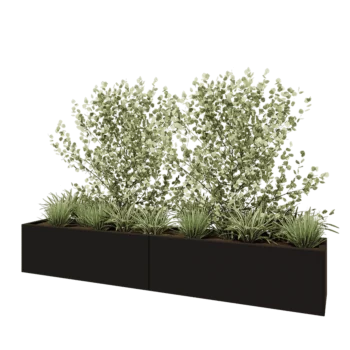 Terasest lillekast XXL - Ristkülik - 240 x 40 x 40 cm - RAL9005 matt (must) - Põhjalauaga