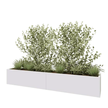 Terasest lillekast XXL - Ristkülik - 240 x 40 x 40 cm - RAL9010 matt (valge) - Põhjalauaga
