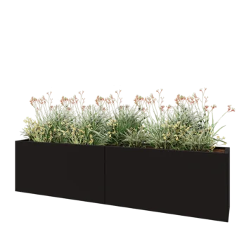 Terasest lillekast XXL - Ristkülik - 240 x 40 x 60 cm - RAL9005 matt (must) - Põhjalauaga